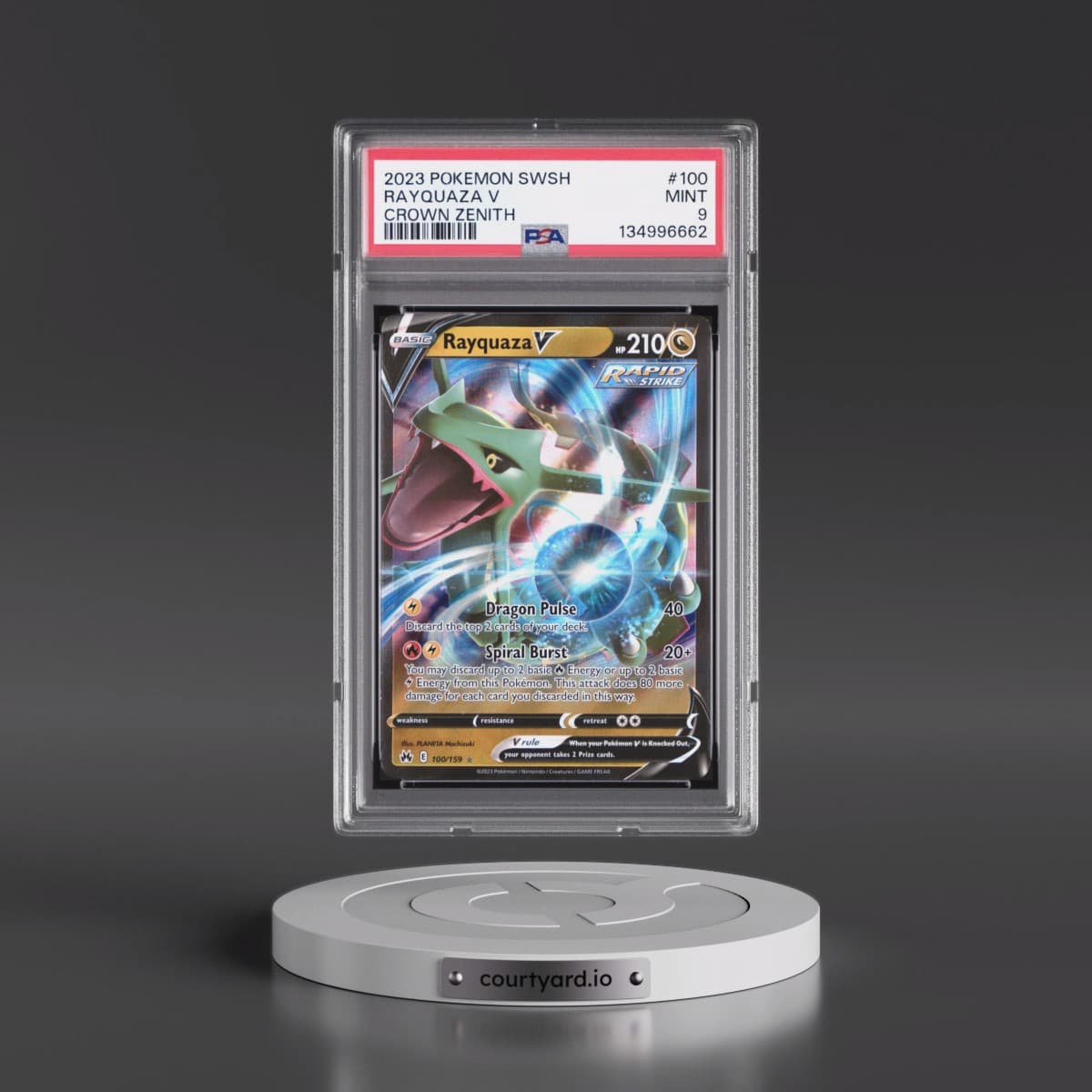 2023 Pokémon Sword and Shield Crown Zenith #100 Rayquaza V - Holo (PSA 9 MINT)