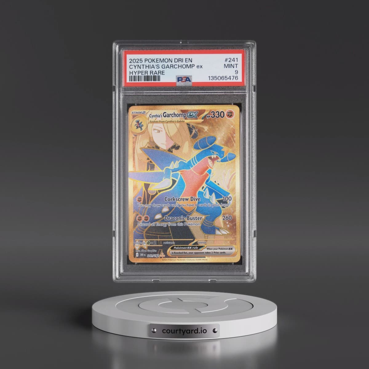 2025 Pokémon Dri EN-Destined Rivals #241 Cynthia's Garchomp EX - Holo Hyper Rare (PSA 9 MINT)
