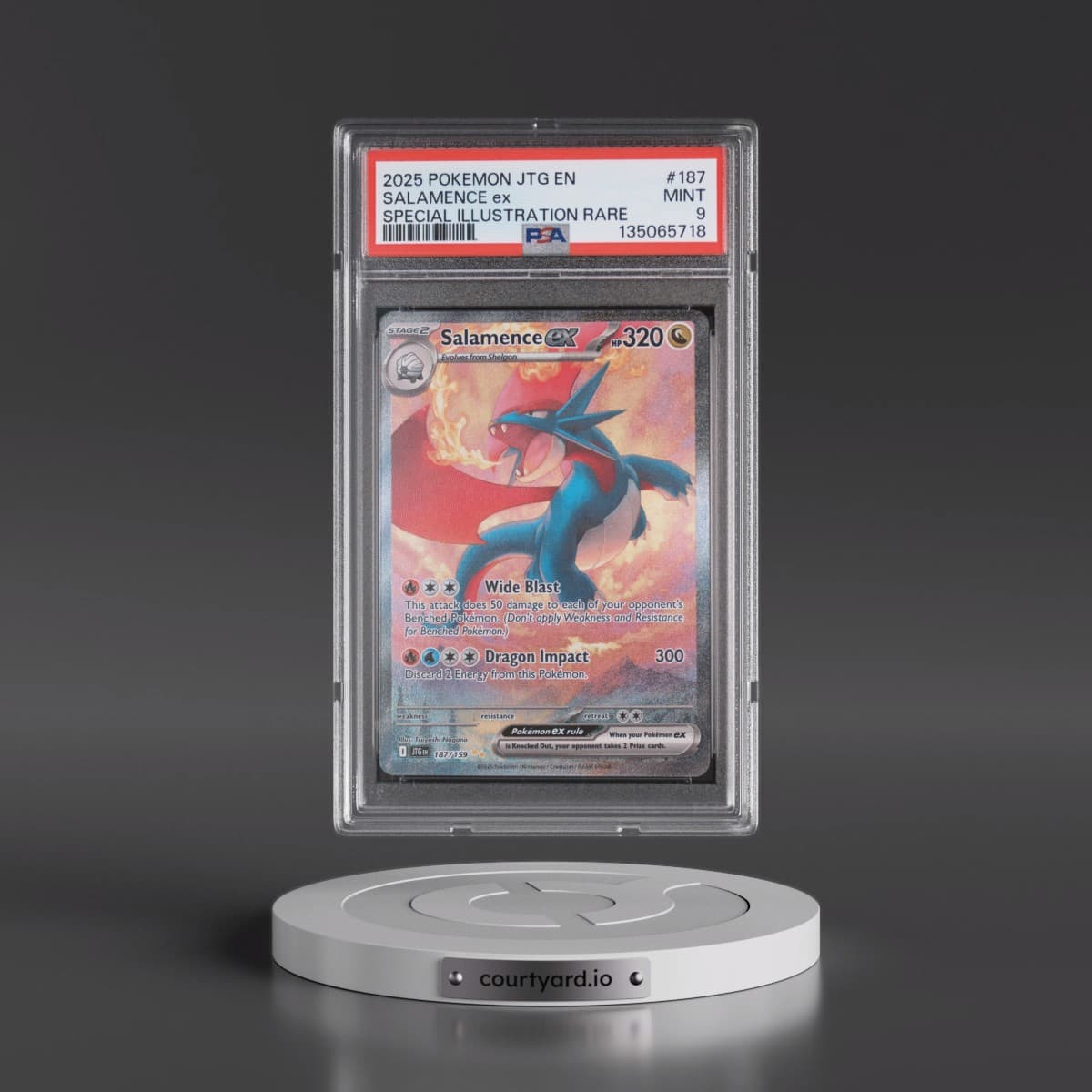 2025 Pokémon Jtg EN-Journey Together #187 Salamence EX - Holo Special Illustration Rare (PSA 9 MINT)