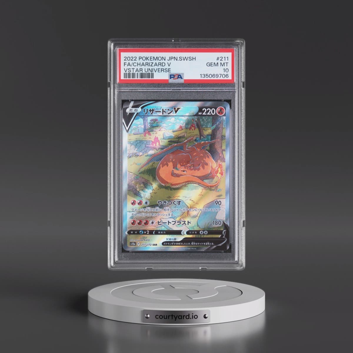 2022 Pokémon Sword & Shield Vstar Universe #211 Charizard V - Holo Full Art (PSA 10 GEM MINT)