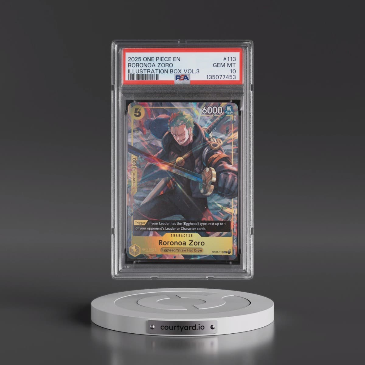 2025 One Piece Promos #113 Roronoa Zoro - Illustration Box Vol.3 (PSA 10 GEM MINT)