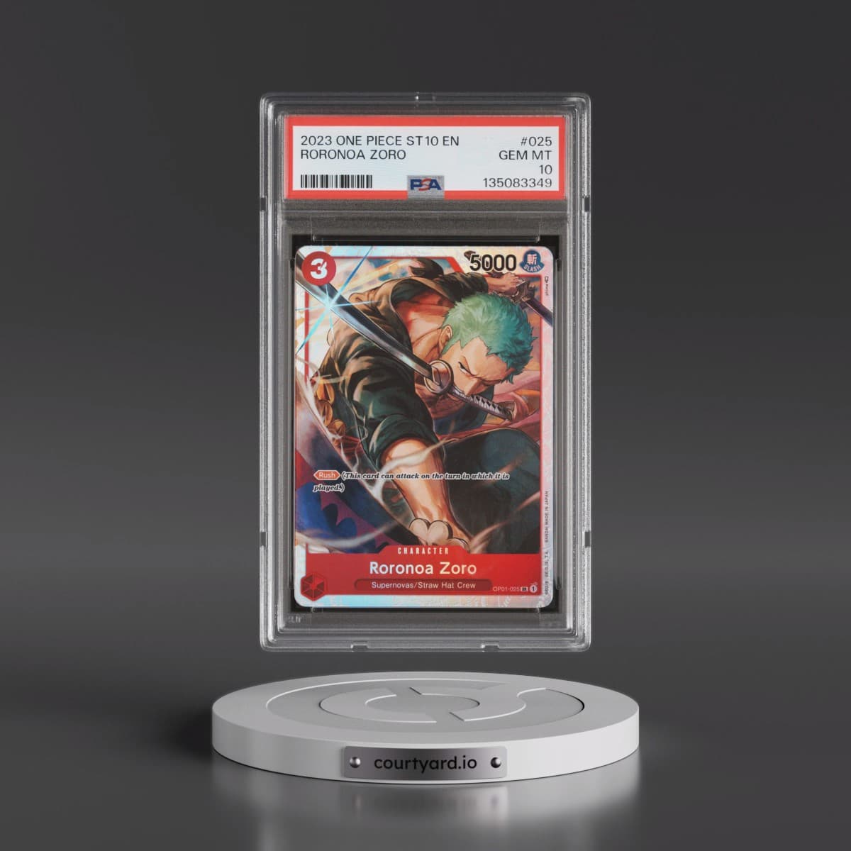 2023 One Piece Ultra Deck ST10-the Three Captains #025 Roronoa Zoro (PSA 10 GEM MINT)