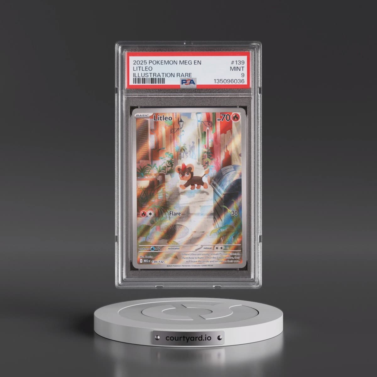 2025 Pokémon Meg EN-Mega Evolution #139 Litleo - Illustration Rare (PSA 9 MINT)