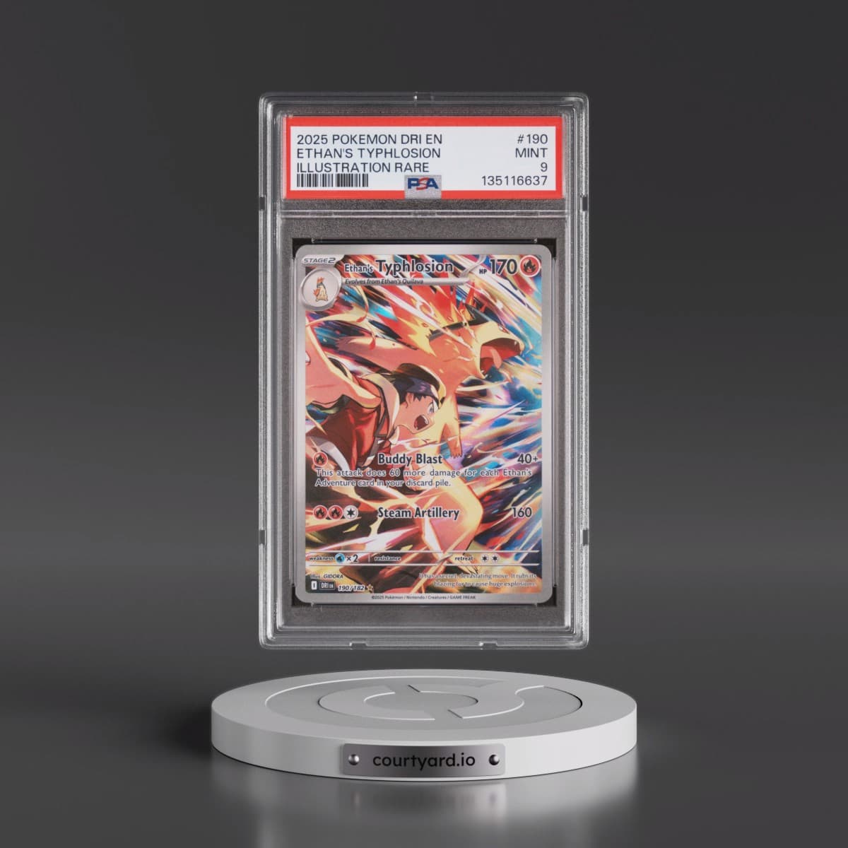 2025 Pokémon Dri EN-Destined Rivals #190 Ethan's Typhlosion - Illustration Rare (PSA 9 MINT)