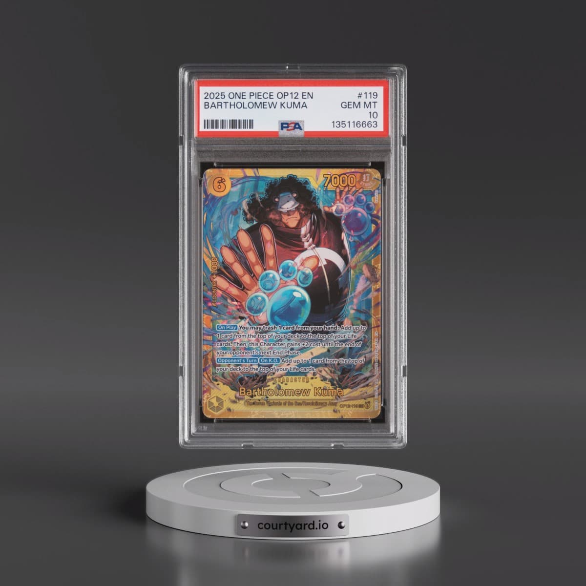 2025 One Piece OP12-Legacy of the Master #119 Bartholomew Kuma (PSA 10 GEM MINT)