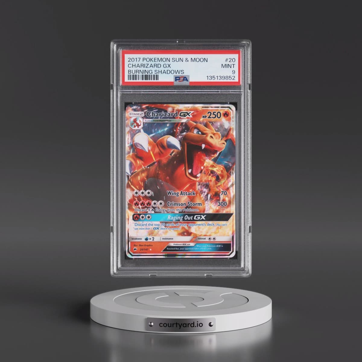 2017 Pokémon Sun & Moon Burning Shadows #20 Charizard GX - Holo (PSA 9 MINT)