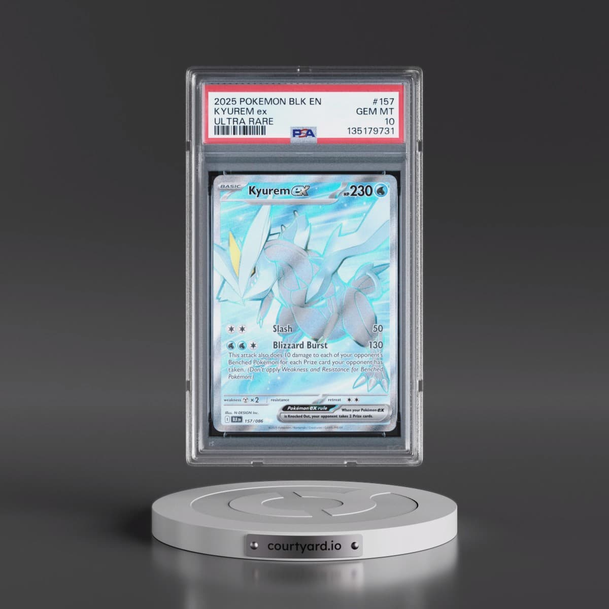 2025 Pokémon Blk EN-Black Bolt #157 Kyurem EX - Holo Ultra Rare (PSA 10 GEM MINT)