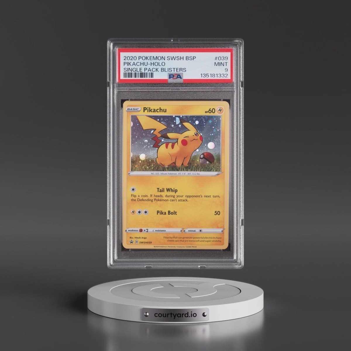 2020 Pokémon Swsh Black Star Promo #039 Pikachu - Holo Single Pack Blisters (PSA 9 MINT)