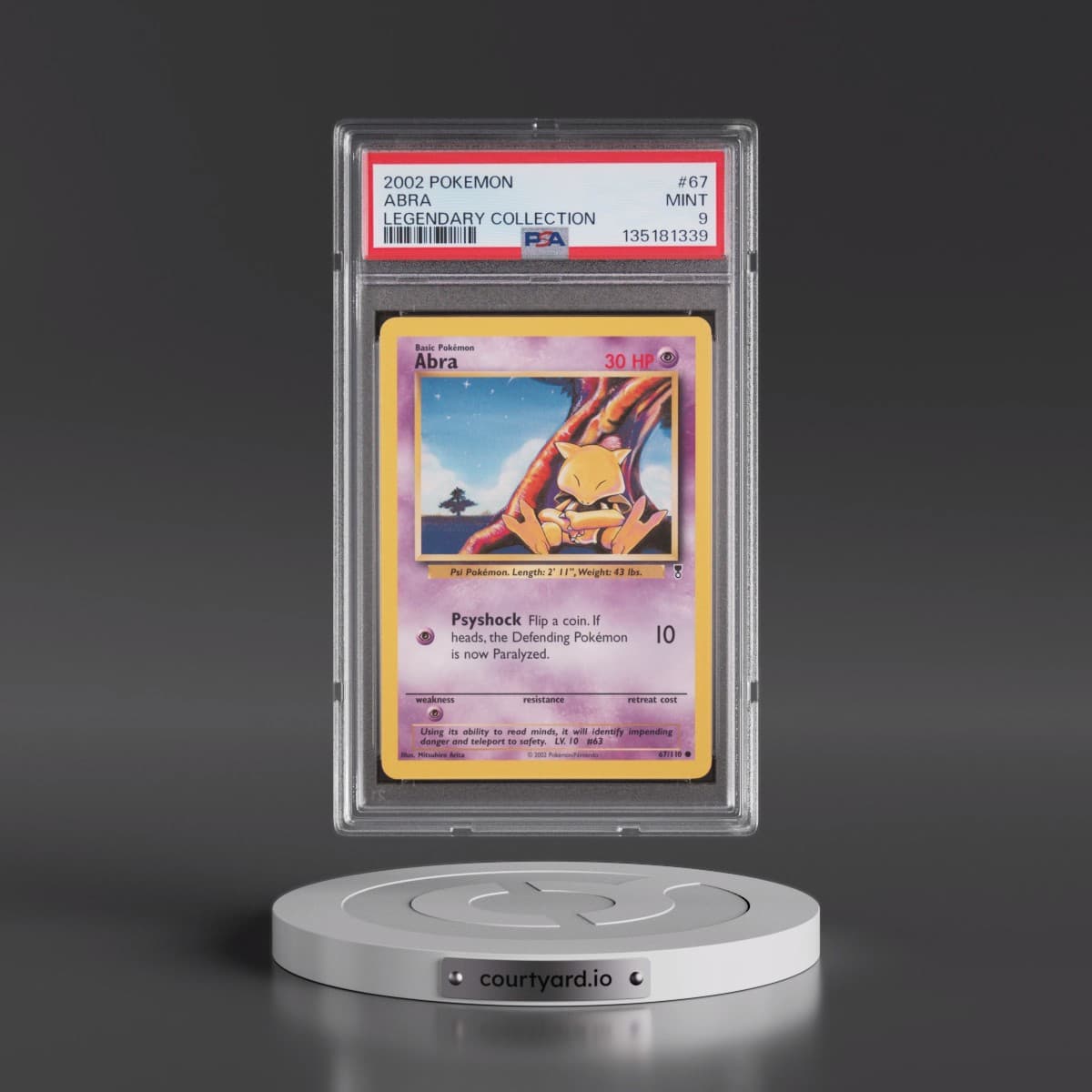 2002 Pokémon Legendary Collection #67 Abra (PSA 9 MINT)