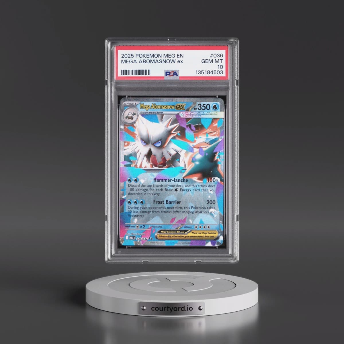 2025 Pokémon Meg EN-Mega Evolution #036 Mega Abomasnow EX - Holo (PSA 10 GEM MINT)