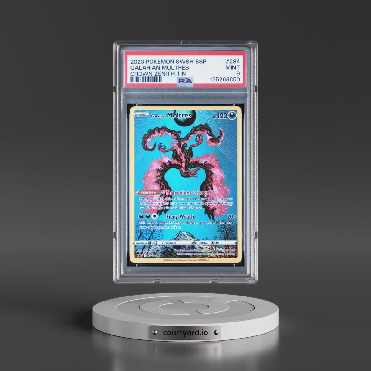 2023 Pokémon Swsh Black Star Promo #284 Galarian Moltres - Crown Zenith Tins (PSA 9 MINT)