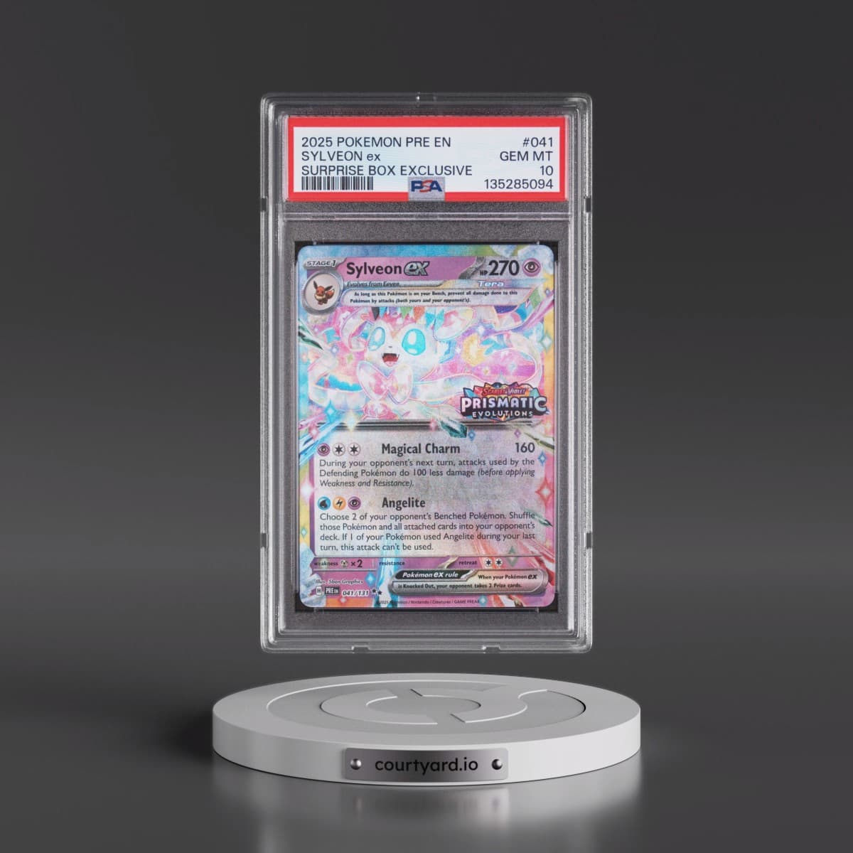 2025 Pokémon Pre EN-Prismatic Evolutions #041 Sylveon EX - Holo Surprise Box Exclusive (PSA 10 GEM MINT)