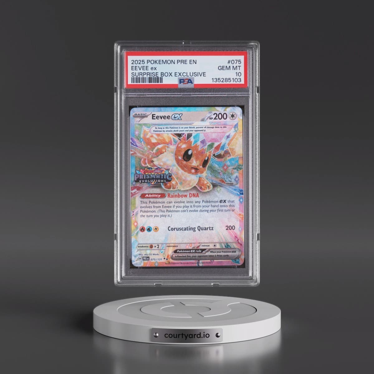 2025 Pokémon Pre EN-Prismatic Evolutions #075 Eevee EX - Holo Surprise Box Exclusive (PSA 10 GEM MINT)