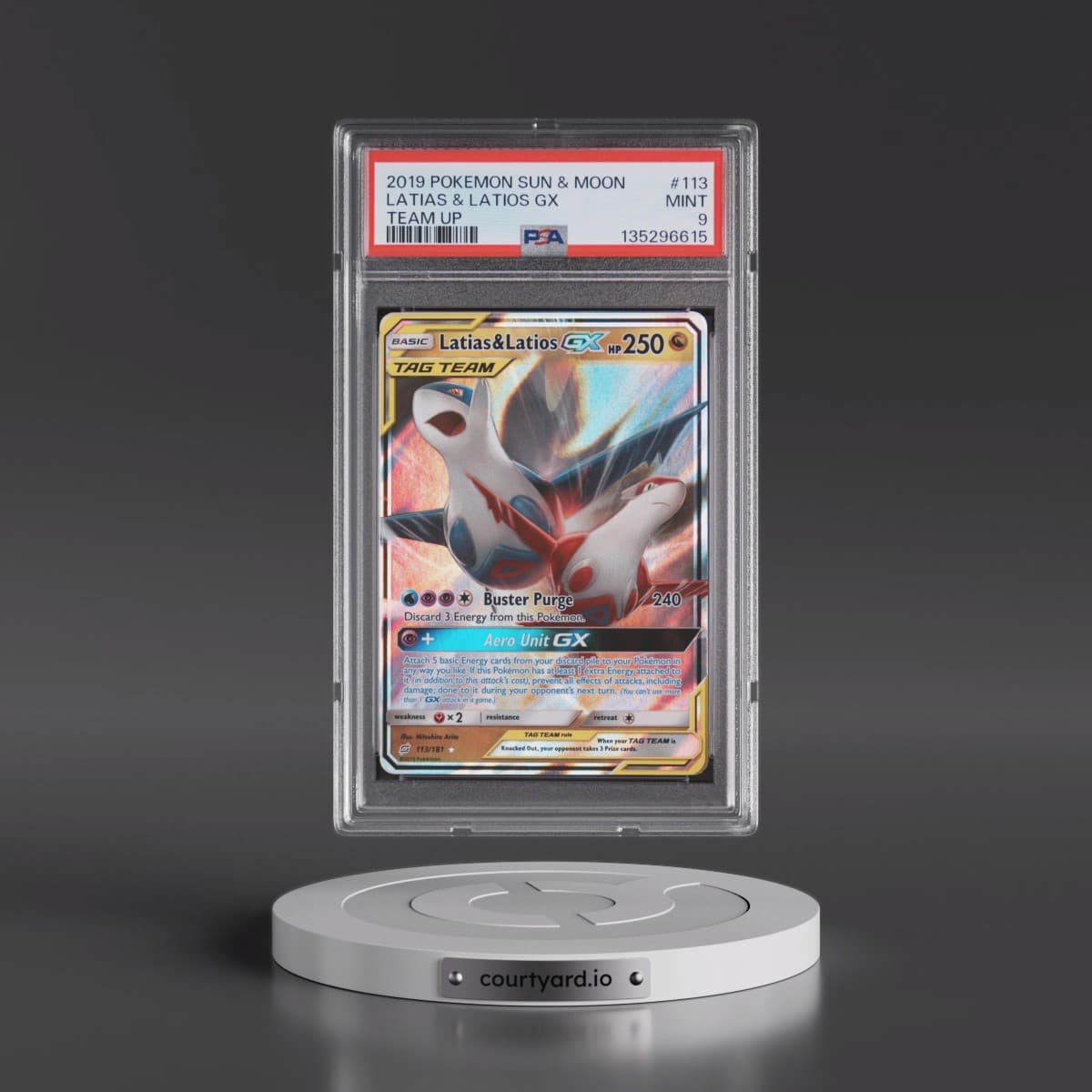 2019 Pokémon Sun & Moon Team Up #113 Latias & Latios GX - Holo (PSA 9 MINT)