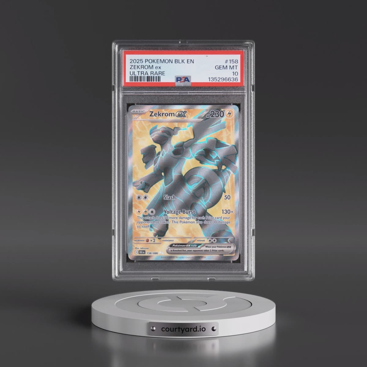 2025 Pokémon Blk EN-Black Bolt #158 Zekrom EX - Holo Ultra Rare (PSA 10 GEM MINT)