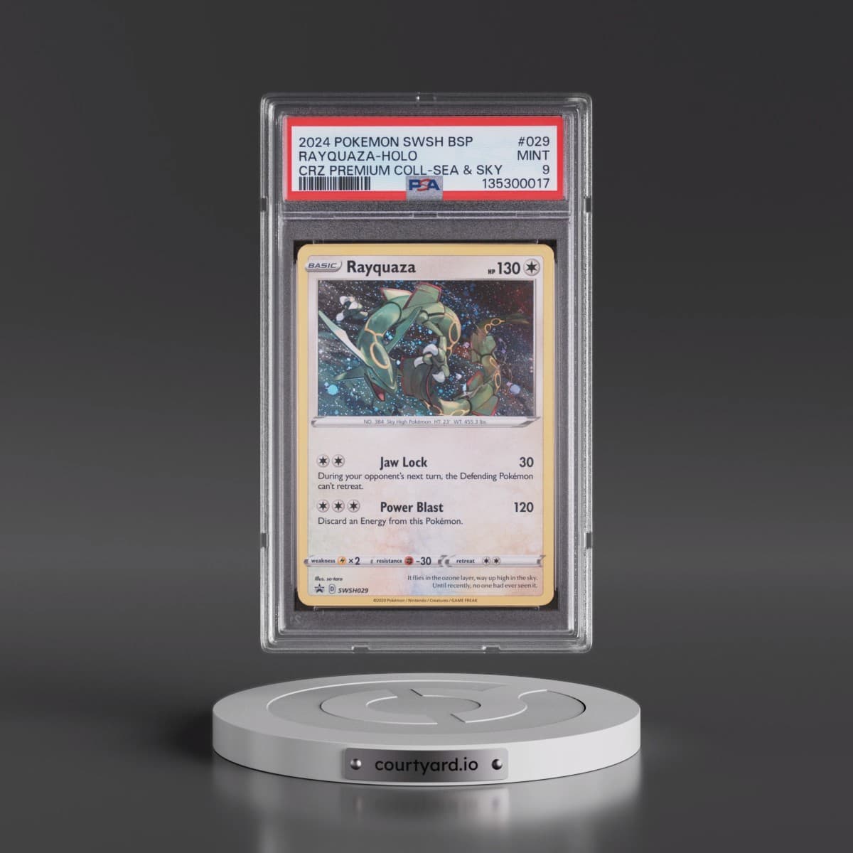 2024 Pokémon Swsh Black Star Promo #029 Rayquaza - Holo Crown Zenith Premium Collection Sea & Sky (PSA 9 MINT)