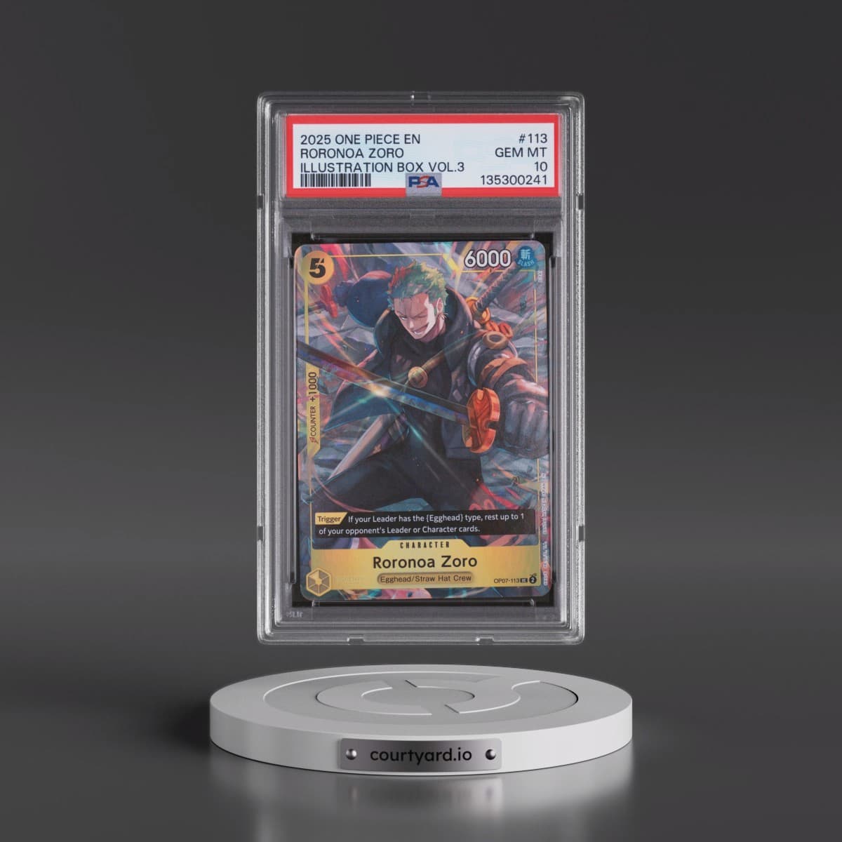2025 One Piece Promos #113 Roronoa Zoro - Illustration Box Vol.3 (PSA 10 GEM MINT)