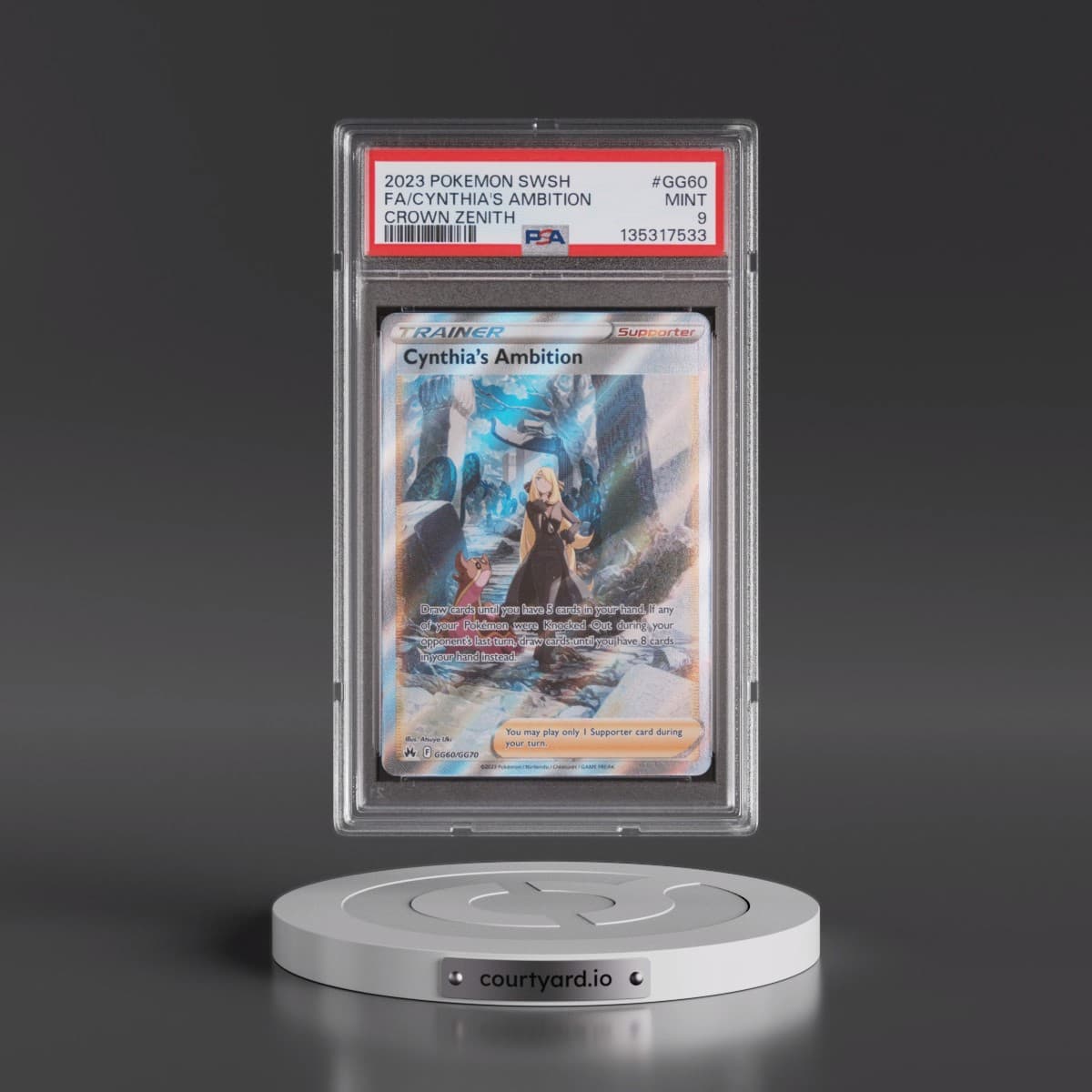 2023 Pokémon Sword and Shield Crown Zenith #GG60 Cynthia's Ambition - Full Art (PSA 9 MINT)
