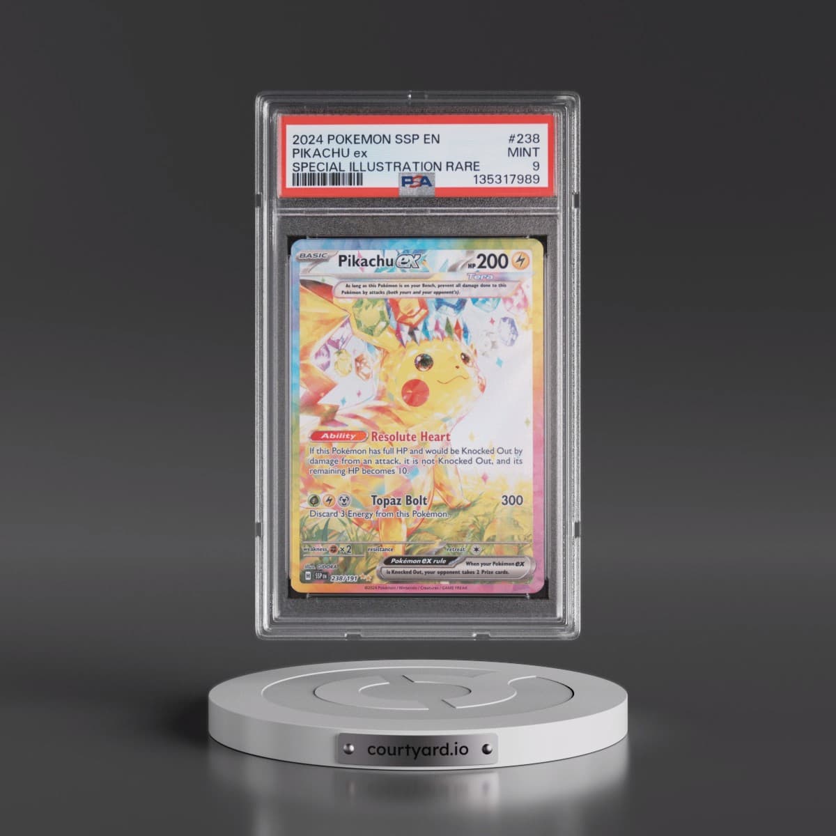 2024 Pokémon Ssp EN-Surging Sparks #238 Pikachu EX - Holo Special Illustration Rare (PSA 9 MINT)