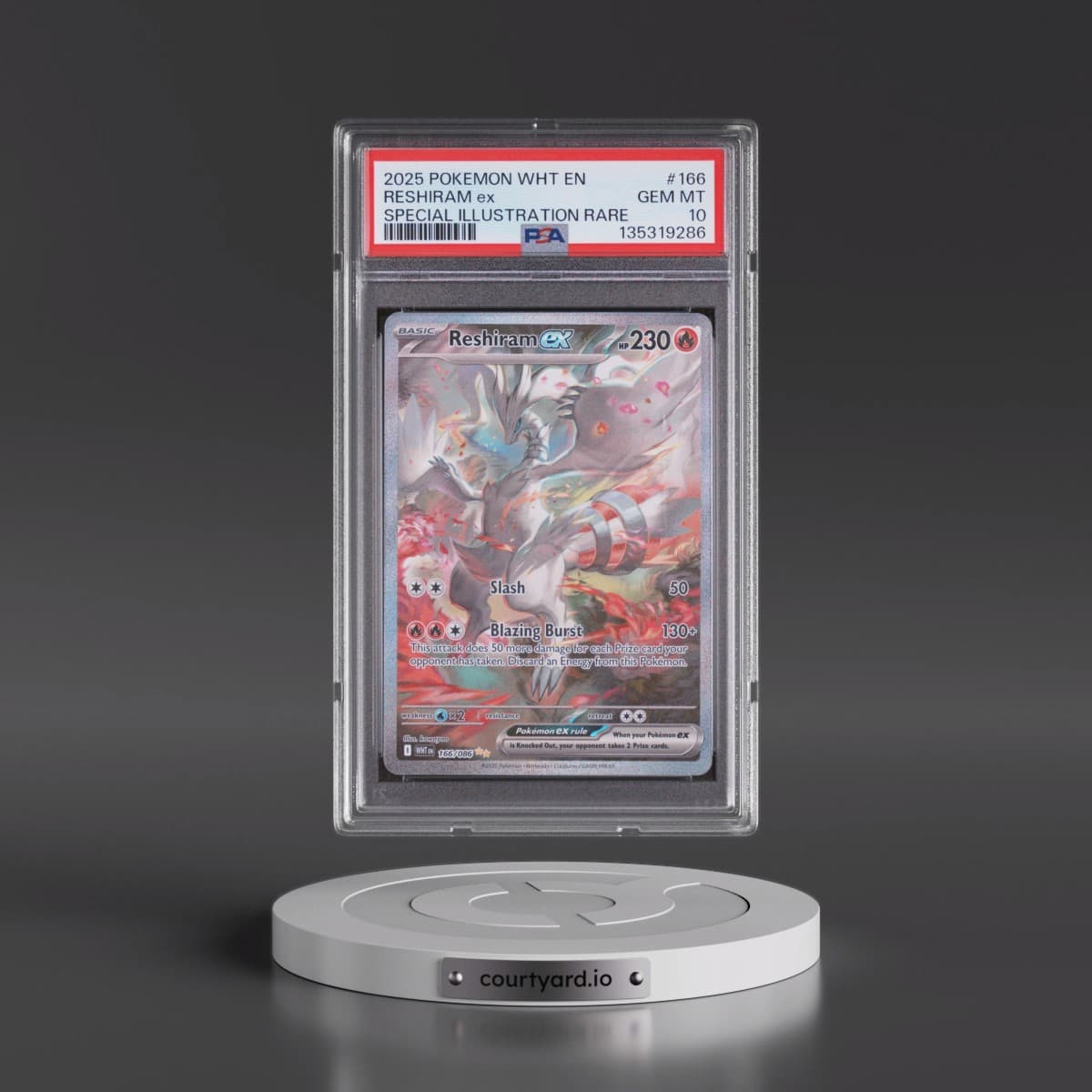 2025 Pokémon Wht EN-White Flare #166 Reshiram EX - Holo Special Illustration Rare (PSA 10 GEM MINT)