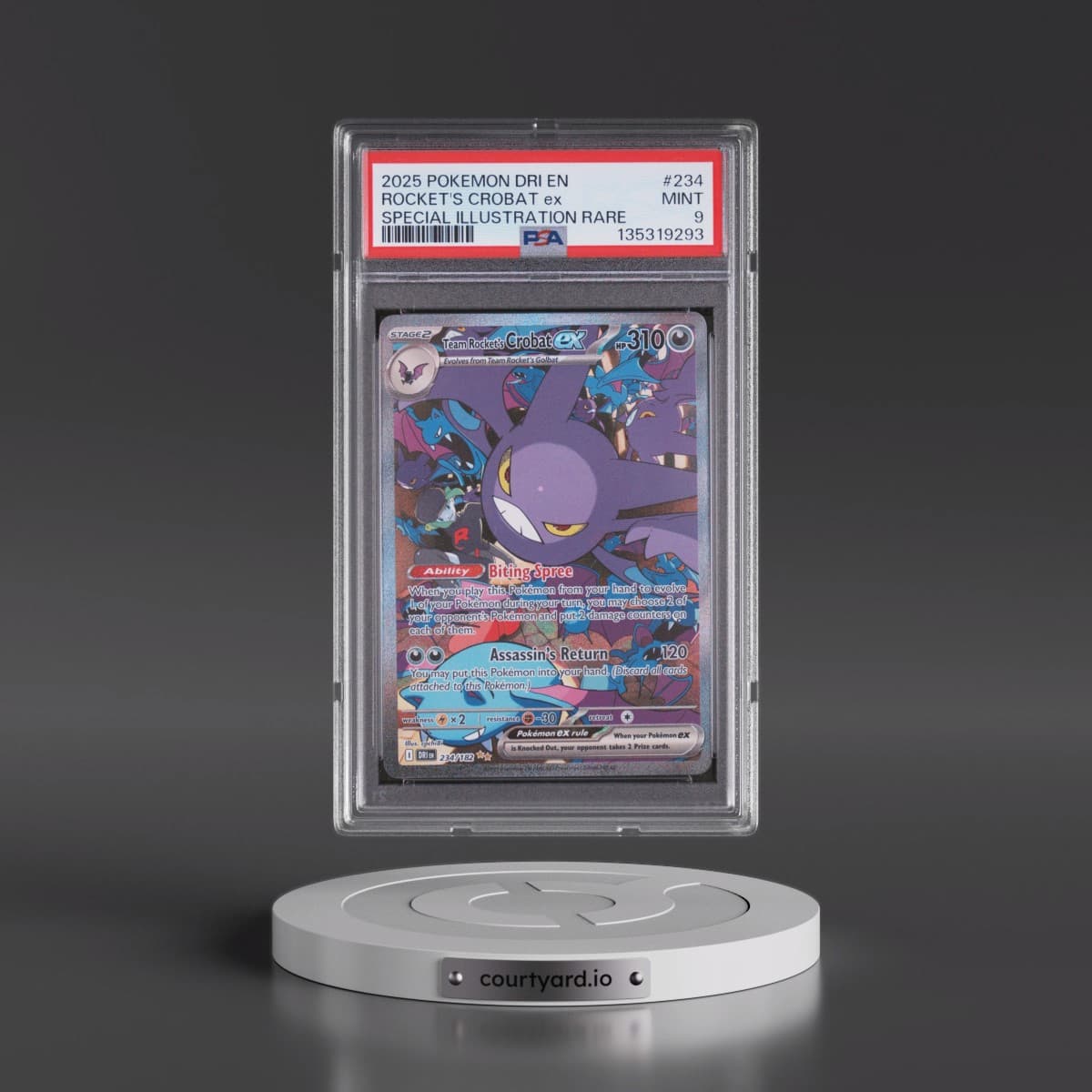 2025 Pokémon Dri EN-Destined Rivals #234 Team Rocket's Crobat EX - Holo Special Illustration Rare (PSA 9 MINT)