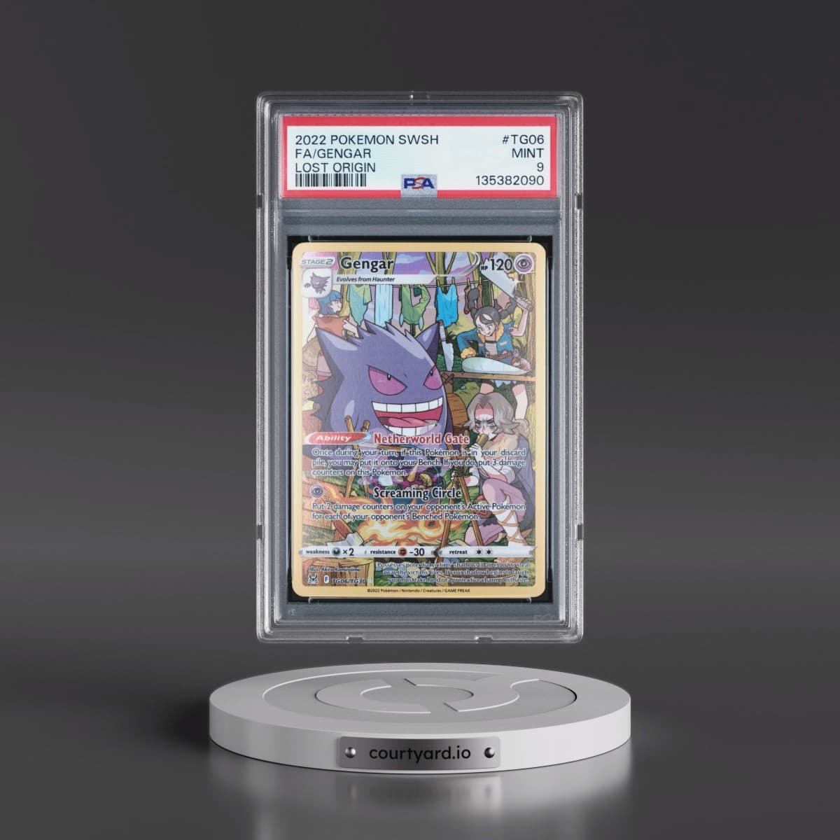 2022 Pokémon Sword & Shield Lost Origin #TG06 Gengar - Full Art (PSA 9 MINT)