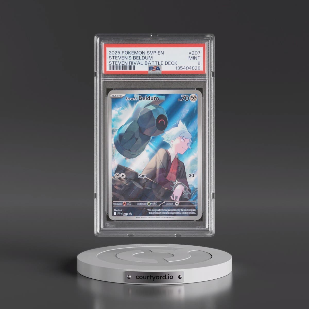 2025 Pokémon Svp EN-SV Black Star Promo #207 Steven's Beldum - Steven Rival Battle Deck (PSA 9 MINT)
