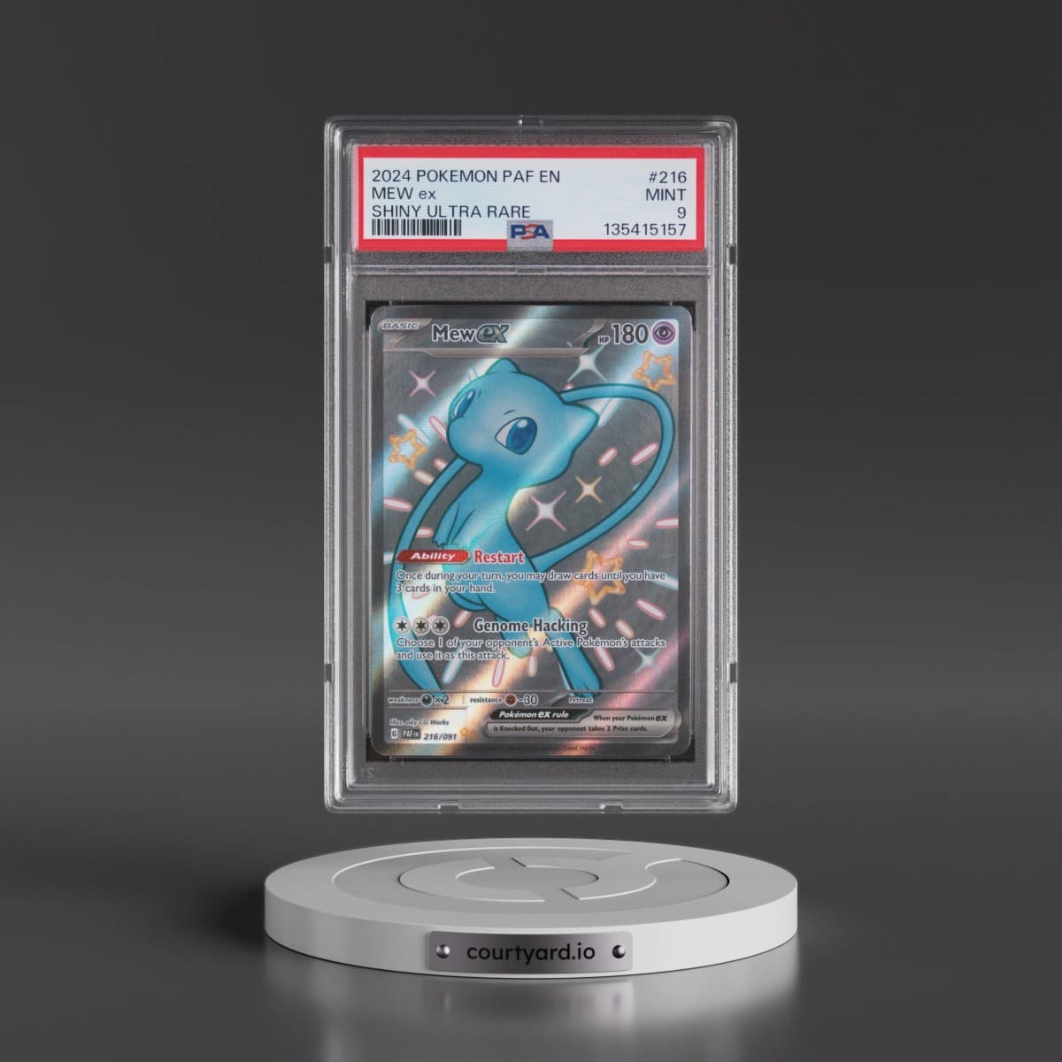 2024 Pokémon Paf EN-Paldean Fates #216 Mew EX - Holo Shiny Ultra Rare (PSA 9 MINT)