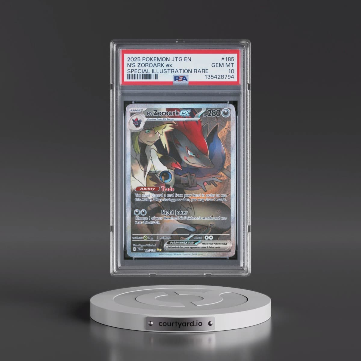 2025 Pokémon Jtg EN-Journey Together #185 N's Zoroark EX - Holo Special Illustration Rare (PSA 10 GEM MINT)