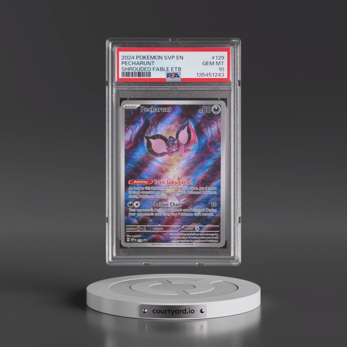 2024 Pokémon Svp EN-SV Black Star Promo #129 Pecharunt - Shrouded Fable Elite Trainer Box (PSA 10 GEM MINT)