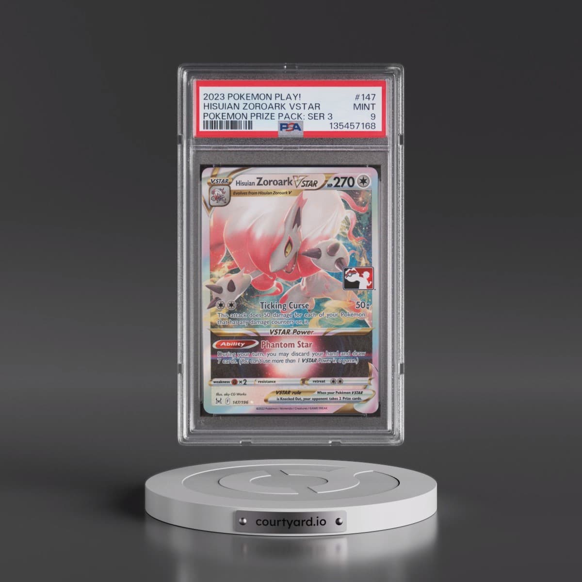 2023 Pokémon Play! Pokémon Prize Pack: Series 3 #147 Hisuian Zoroark Vstar (PSA 9 MINT)