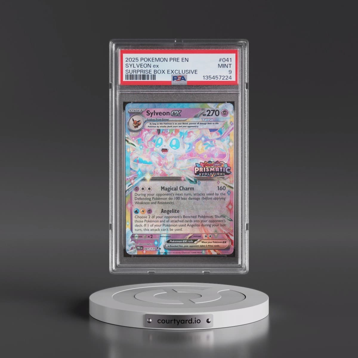 2025 Pokémon Pre EN-Prismatic Evolutions #041 Sylveon EX - Holo Surprise Box Exclusive (PSA 9 MINT)