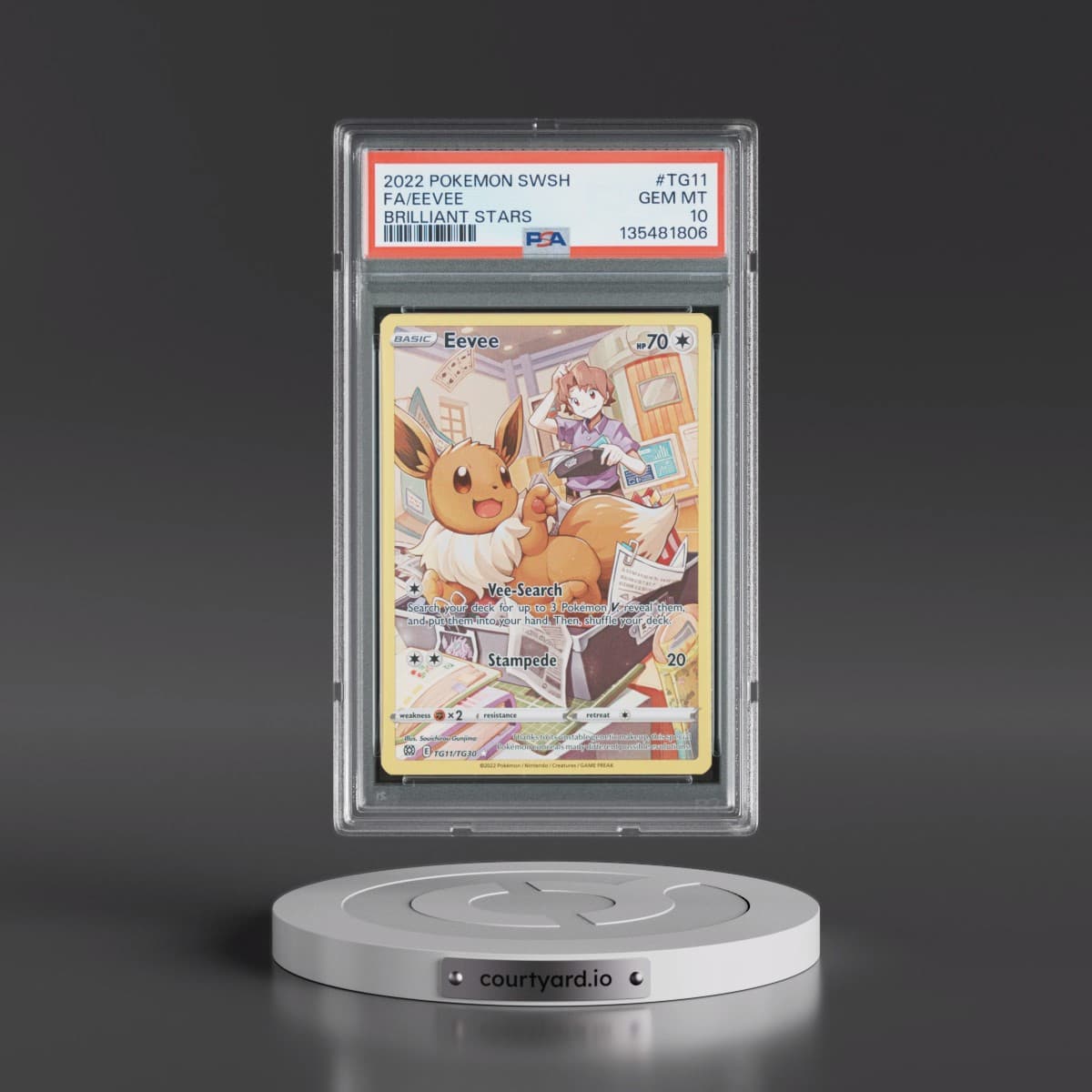 2022 Pokémon Sword & Shield Brilliant Stars #TG11 Eevee - Full Art (PSA 10 GEM MINT)