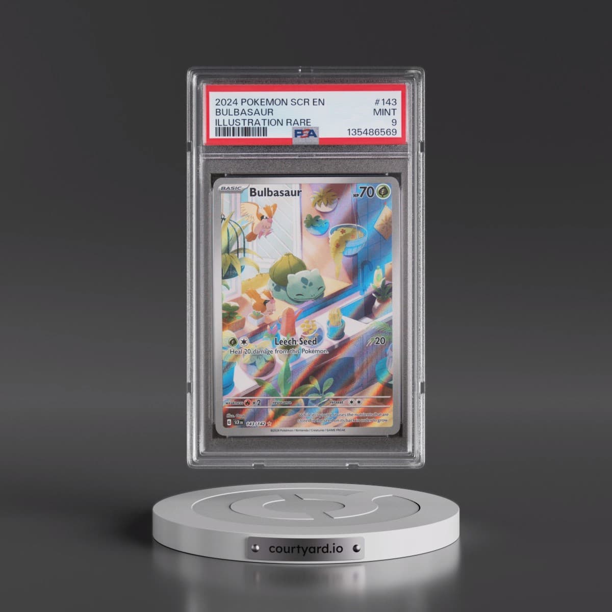 2024 Pokémon Scr EN-Stellar Crown #143 Bulbasaur - Illustration Rare (PSA 9 MINT)