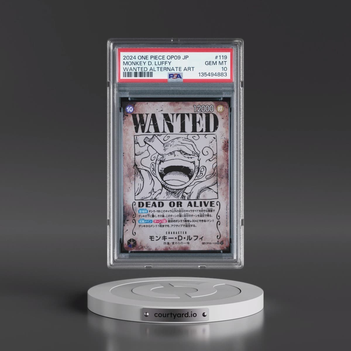 2024 One Piece Japanese OP09-Emperors in the New World #119 Monkey D. Luffy - Wanted Alternate Art (PSA 10 GEM MINT)