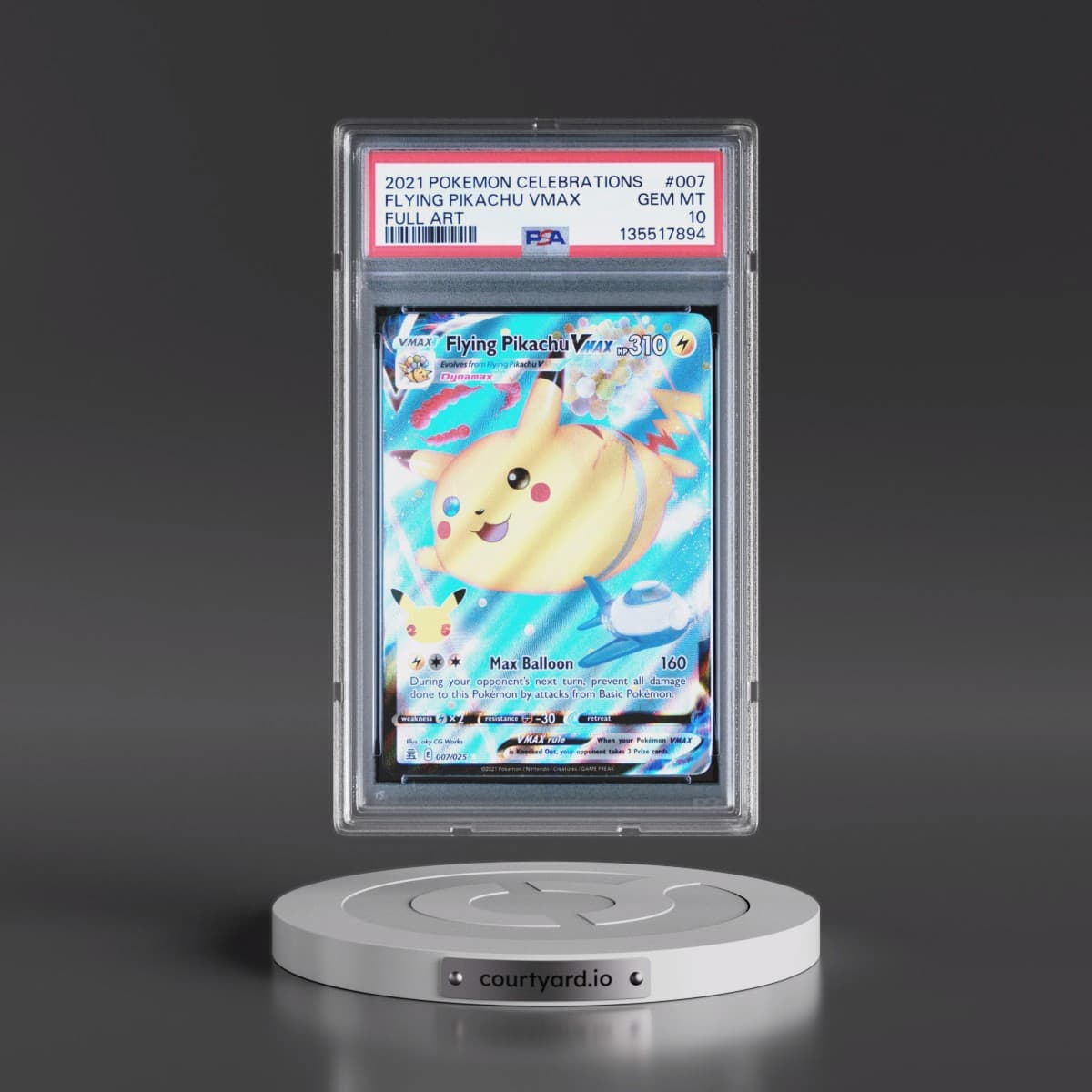 2021 Pokémon Celebrations #007 Flying Pikachu Vmax - Full Art (PSA 10 GEM MINT)