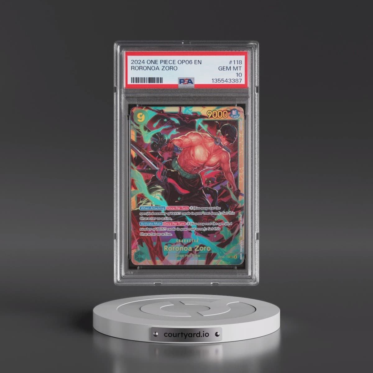2024 One Piece OP06-Wings of the Captain #118 Roronoa Zoro (PSA 10 GEM MINT)