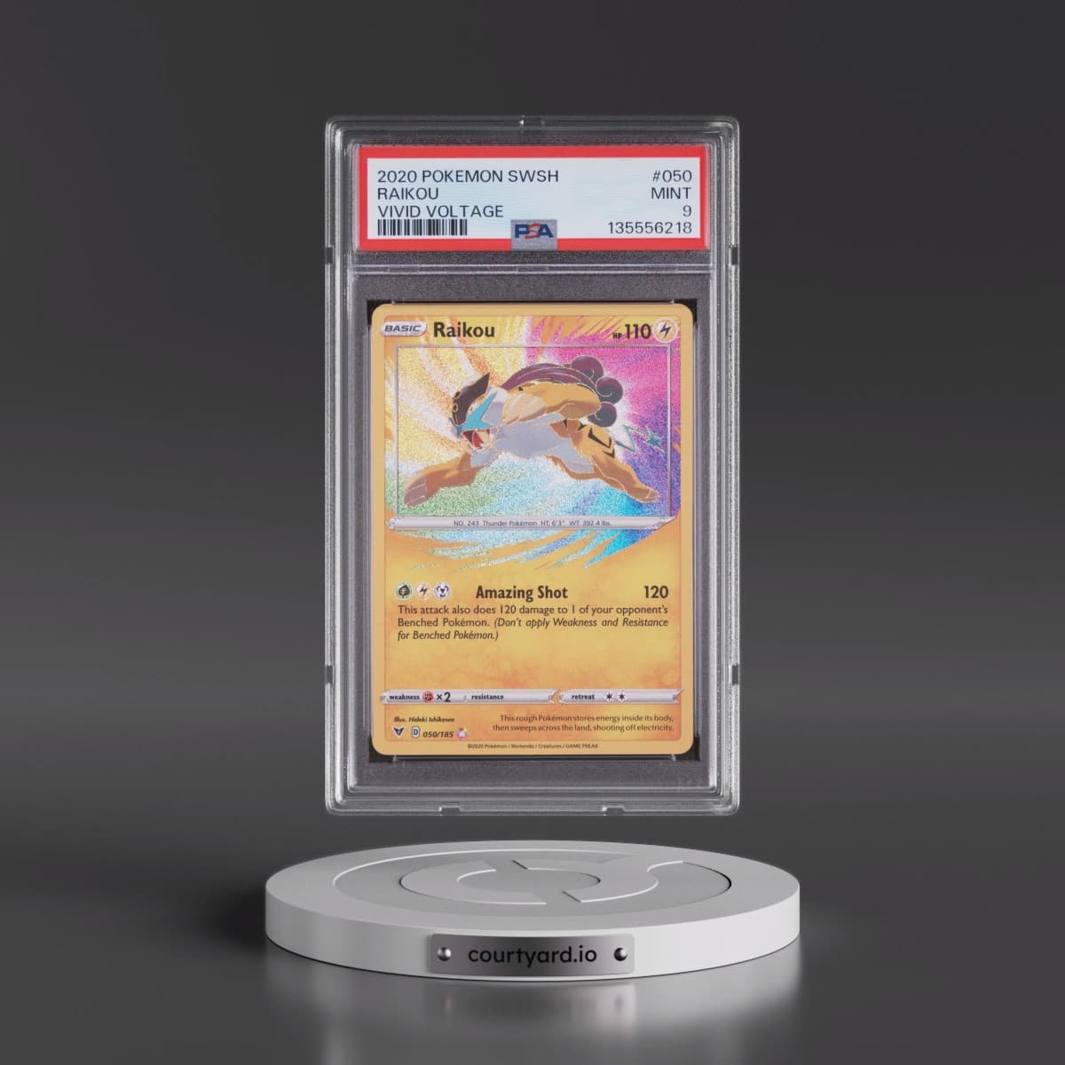 2020 Pokémon Sword & Shield Vivid Voltage #050 Raikou (PSA 9 MINT)