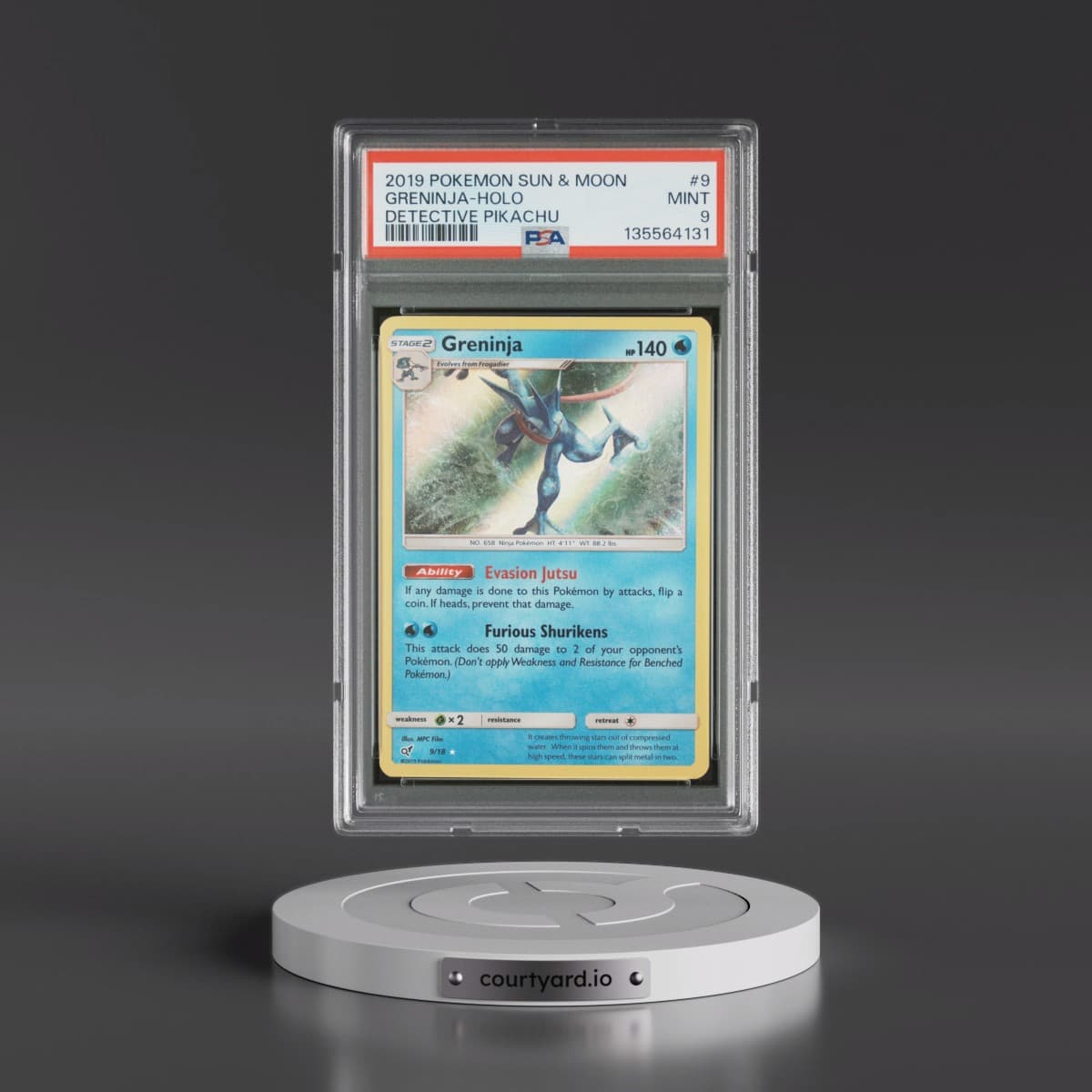 2019 Pokémon Sun & Moon Detective Pikachu #9 Greninja - Holo (PSA 9 MINT)