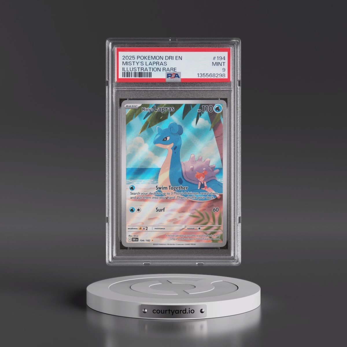 2025 Pokémon Dri EN-Destined Rivals #194 Misty's Lapras - Illustration Rare (PSA 9 MINT)