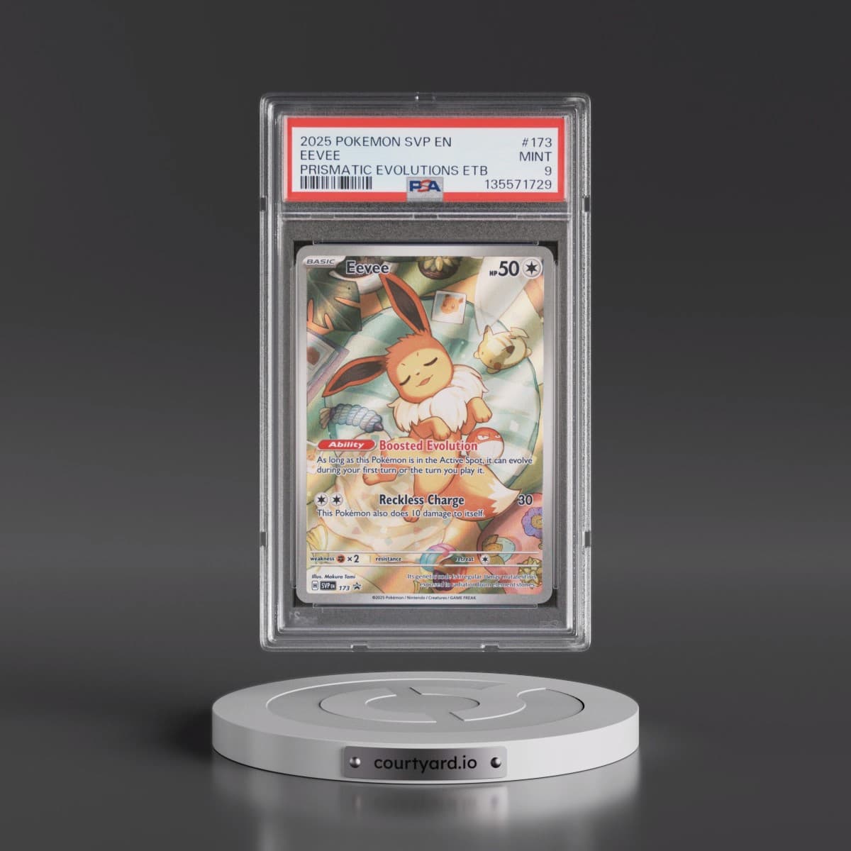 2025 Pokémon Svp EN-SV Black Star Promo #173 Eevee - Prismatic Evolutions Elite Trainer Box (PSA 9 MINT)