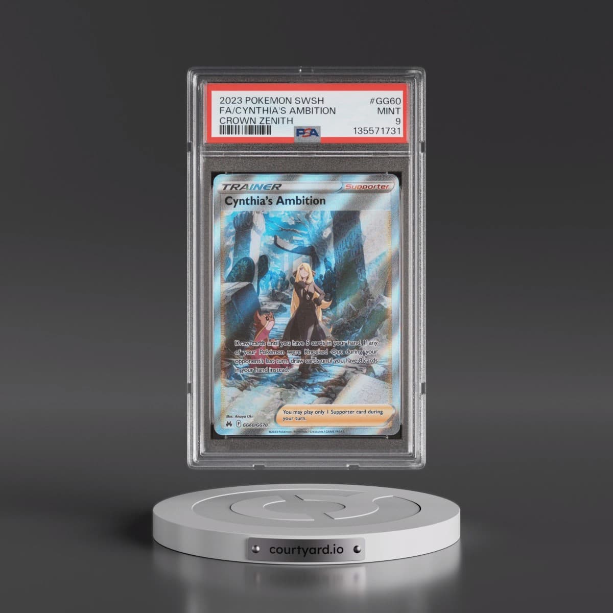 2023 Pokémon Sword and Shield Crown Zenith #GG60 Cynthia's Ambition - Full Art (PSA 9 MINT)