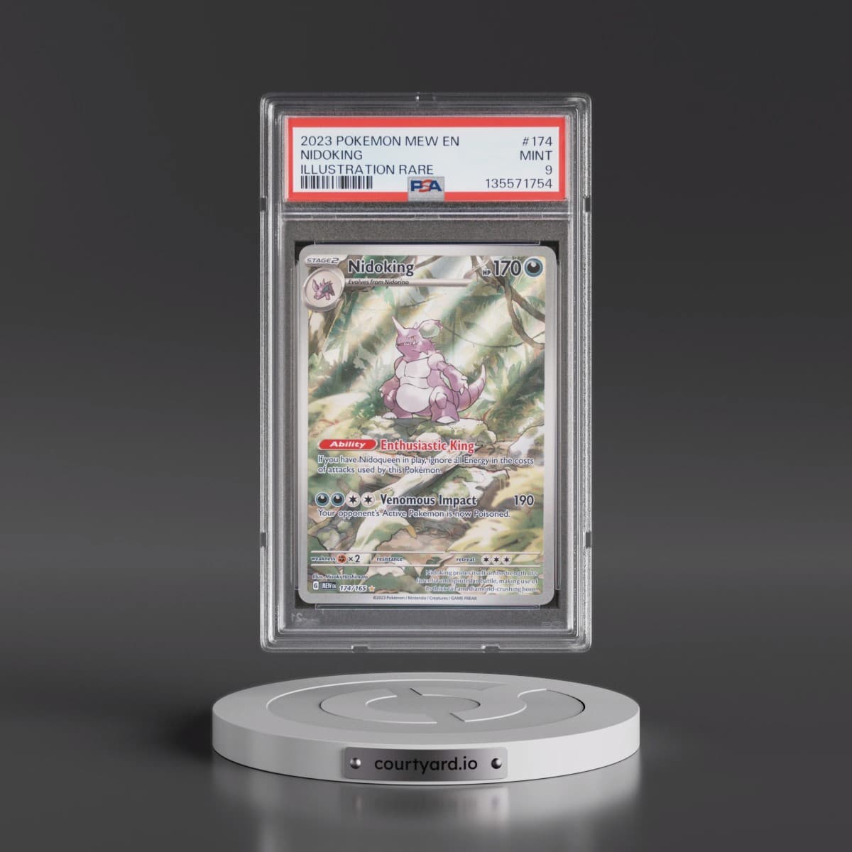 2023 Pokémon Mew EN-151 #174 Nidoking - Illustration Rare (PSA 9 MINT)