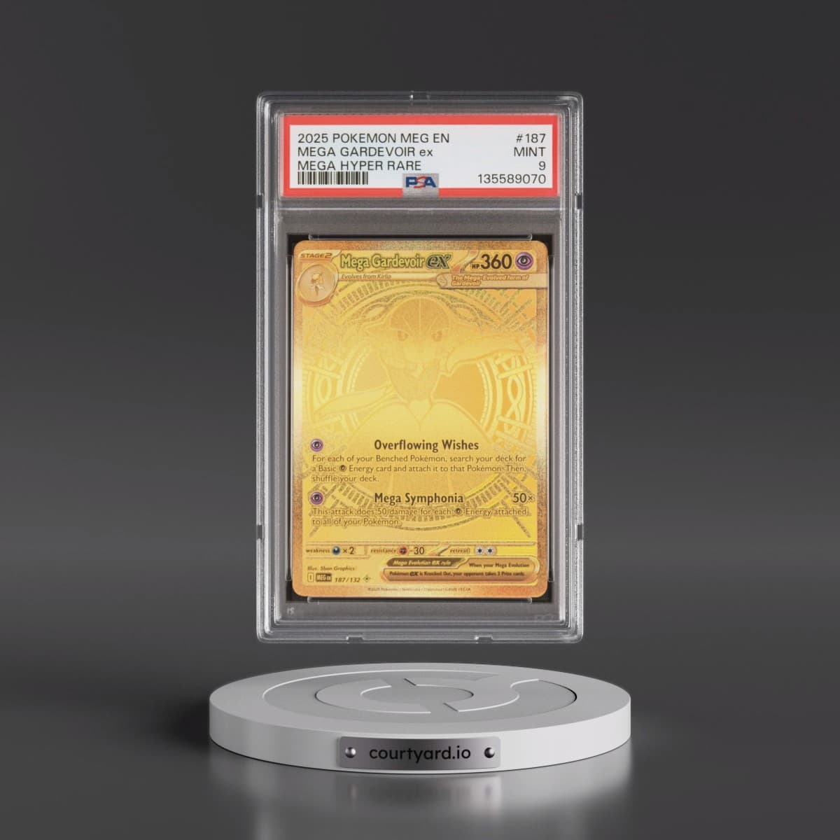 2025 Pokémon Meg EN-Mega Evolution #187 Mega Gardevoir EX - Holo Mega Hyper Rare (PSA 9 MINT)