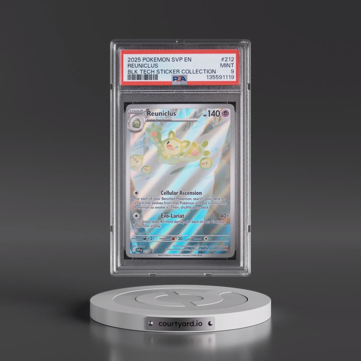 2025 Pokémon Svp EN-SV Black Star Promo #212 Reuniclus - Black Bolt Tech Sticker Collection (PSA 9 MINT)