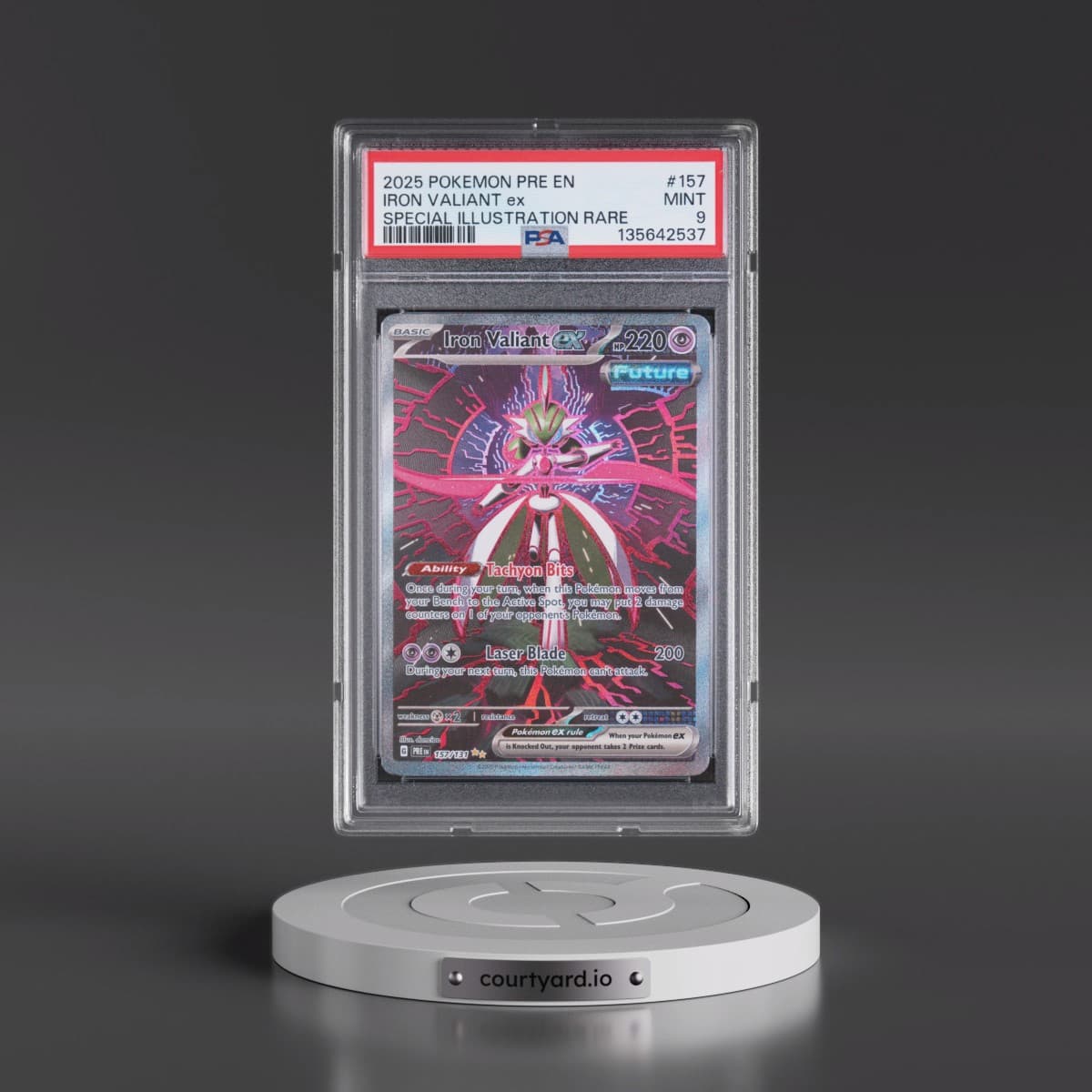 2025 Pokémon Pre EN-Prismatic Evolutions #157 Iron Valiant EX - Holo Special Illustration Rare (PSA 9 MINT)