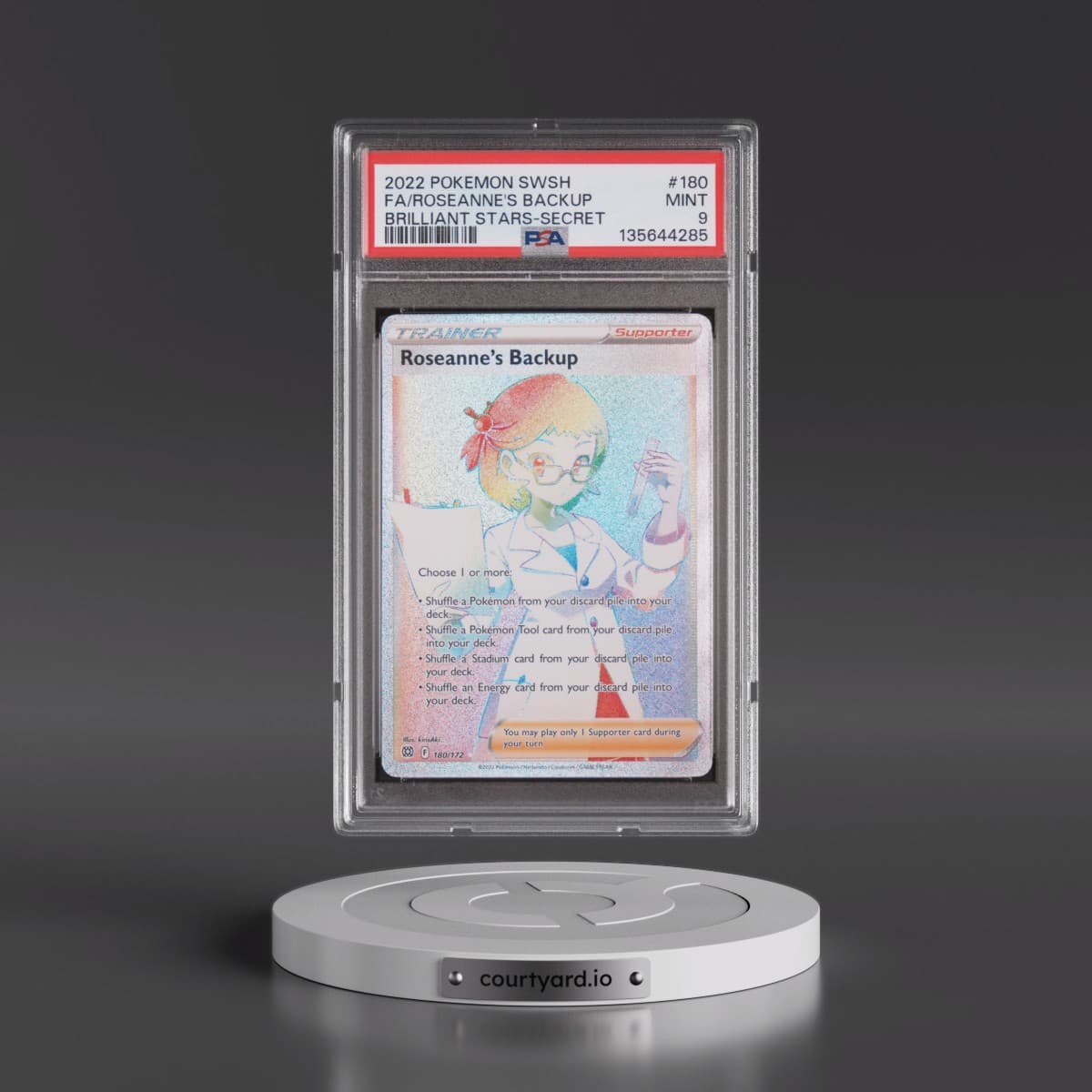 2022 Pokémon Sword & Shield Brilliant Stars #180 Roseanne's Backup - Full Art Secret (PSA 9 MINT)