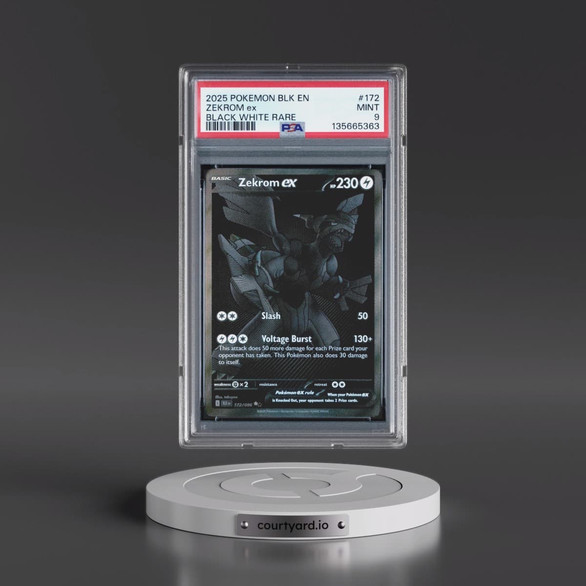 2025 Pokémon Blk EN-Black Bolt #172 Zekrom EX - Holo Black White Rare (PSA 9 MINT)