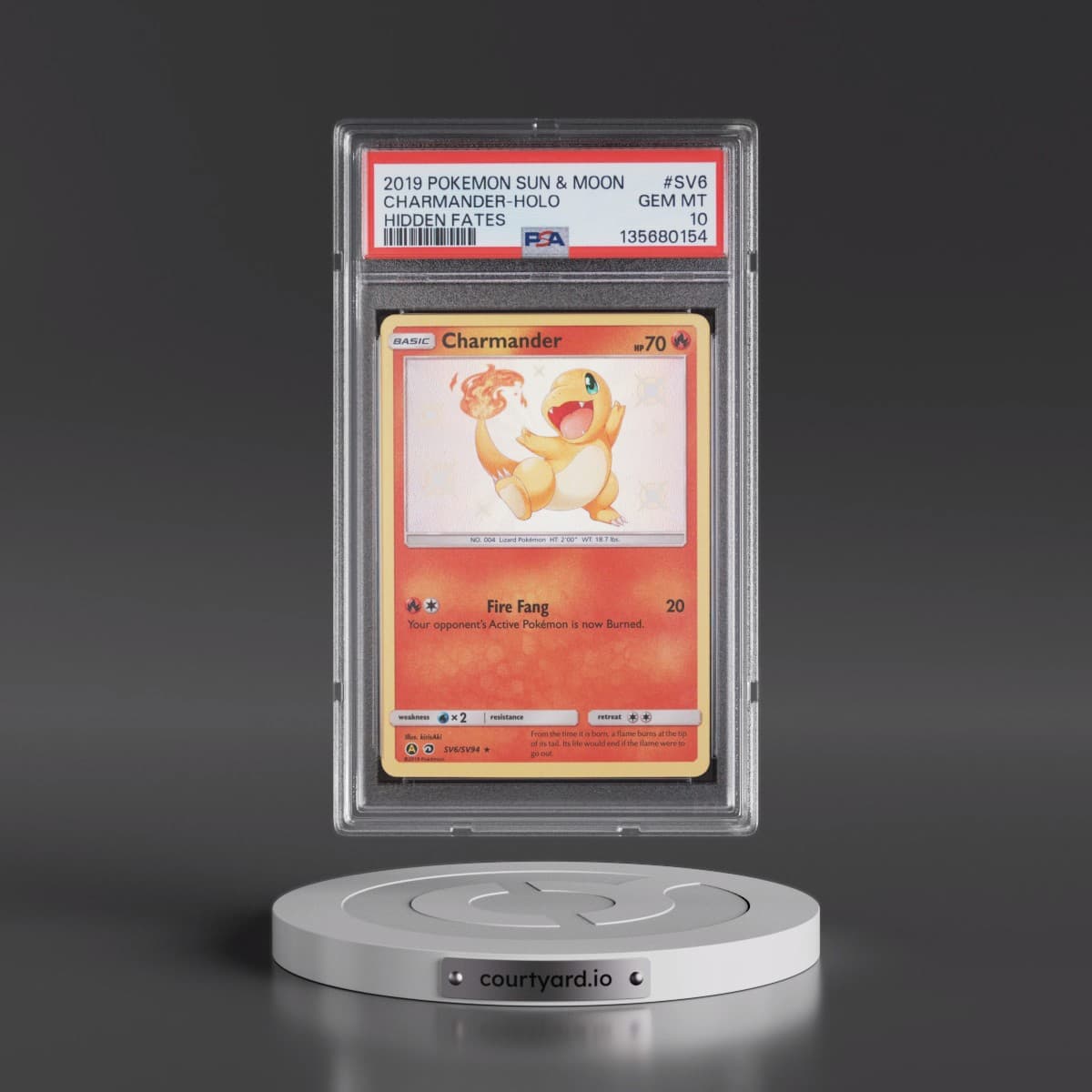 2019 Pokémon Sun & Moon Hidden Fates #SV6 Charmander - Holo (PSA 10 GEM MINT)