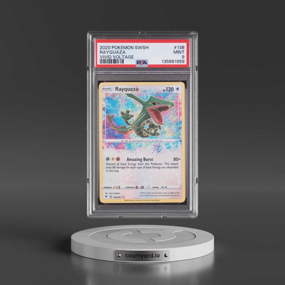 2020 Pokémon Sword & Shield Vivid Voltage #138 Rayquaza (PSA 9 MINT)
